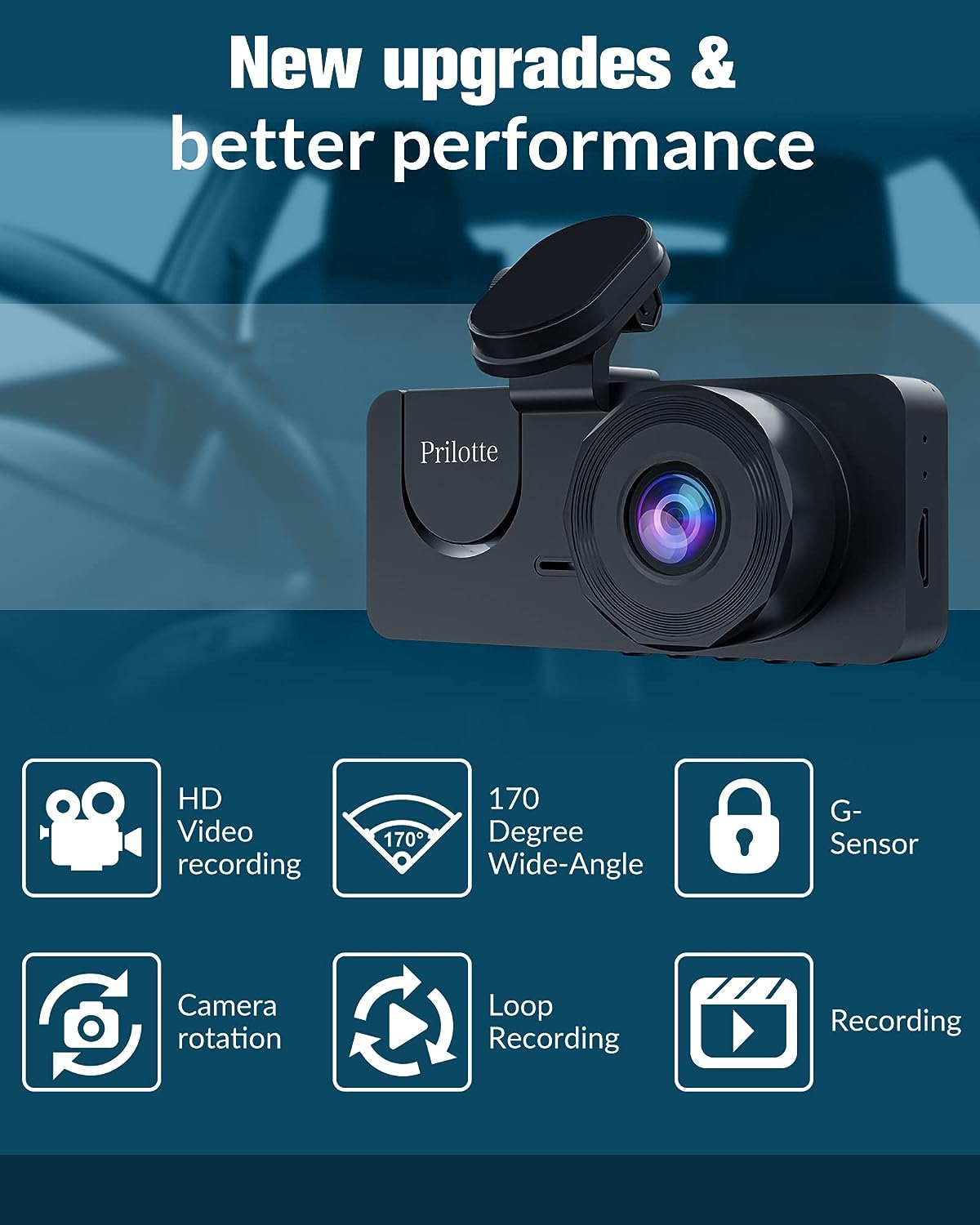 3 Channel Dash Cam Front and Rear Inside,1080P Full HD 170 Deg Wide Angle Dashboard Camera with 32GB SD Card,2.0 inch IPS Screen,Built in IR Night Vision,G-Sensor,Loop Recording,24H Parking Recording