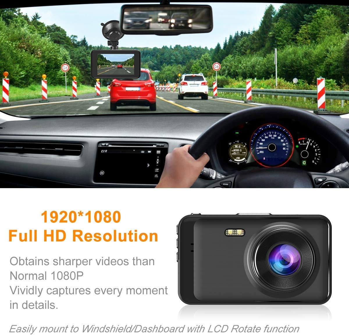 Dash Camera for Car, FHD 1080P Dash Cam Front with 32G SD Card, Super Night Vision, Dashcams for Cars w/WDR Loop Recording G-Sensor Parking Monitor Motion Detection Dashboard Camera