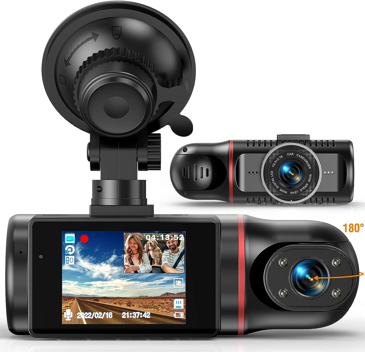 Dual Dash Cam Front and Inside FHD 1080P Camera for Cars, Dashcams Cars with Infrared Night Vision, 170° Wide Angle Car Driving Recorder Taxi, Accident Record, Loop Recording
